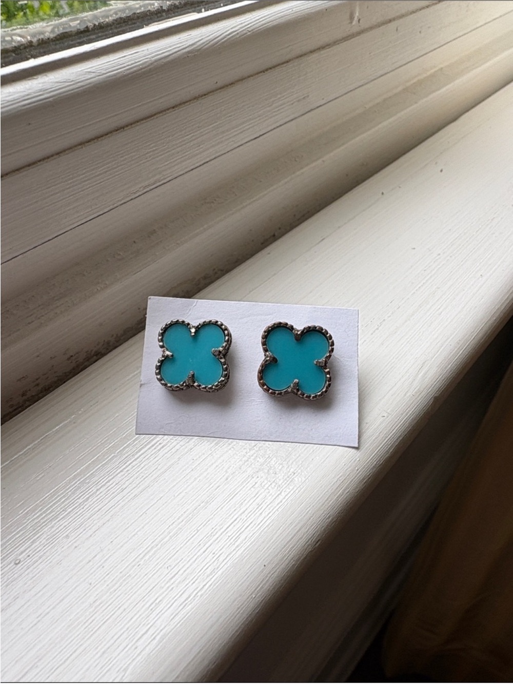 Van Cleef style Turquoise Clover Earrings